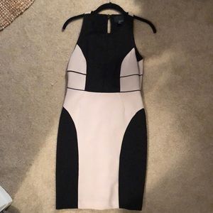 Cream and black shift dress